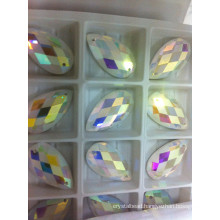 Teardrop Ab Color Flat Back Glass Beads with Holes